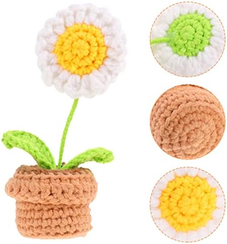 Decoração de girassol sewroro Crochet Flores artesanais de margarida tricotes maconha