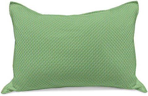 Ambesonne vintage malha de colcha de travesseiros, padrão contínuo de rodadas e motivos nostálgicos em tons naturais, capa padrão de travesseiro de tamanho queen size para o quarto, 30 x 20, verde amarelo
