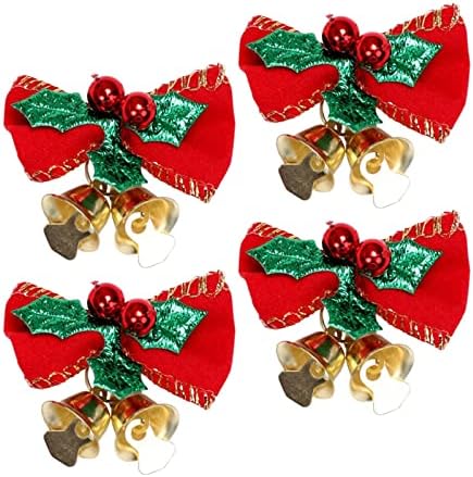 MilageTo 4pcs árvore de natal decoração pendurada artesanato charme topper bowknot natal the bell tie sino Party,