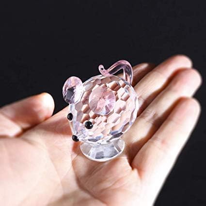 HDCRYSTALGIFTS Figuras de camundongo de cristal colecionáveis-vidro animais Decoração da casa