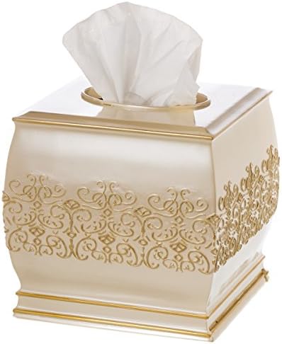 Aromas criativos Tampa da caixa de lenços de papel quadrado - suporte decorativo da caixa de lenços de papel do banheiro - elegante e bege de lenço de lenço de lenço de lenço de ouro com um controle deslizante de fundo durável