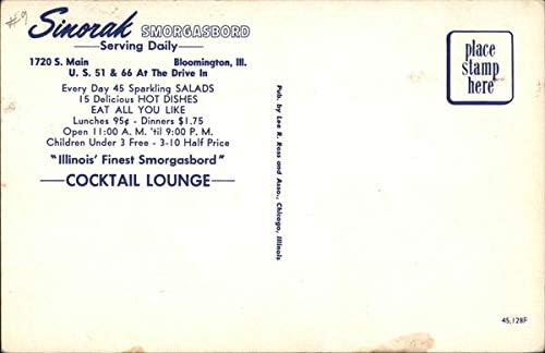 Sinorak Smorgasbord Bloomington, Illinois IL Original Vintage Post cartão