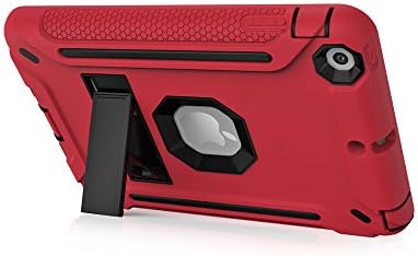 Silicone à prova de choque e armadura de PC Híbrido Pesado Proteção Full Robled Bumper Kickstand Caso Capa [Bônus de protetor de tela] para iPad Mini 1, Mini 2, Mini 3 - Black/Red