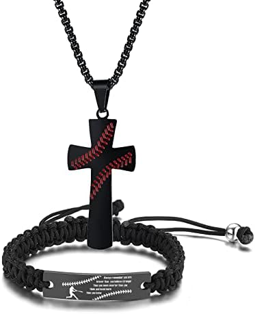 VNOX 2 PCs Inspiração Jersey de beisebol - colar de beisebol artesanal com pulseira com pulseira para homens atletas jogadores de beisebol esporte colar de corda ajustável pulseira