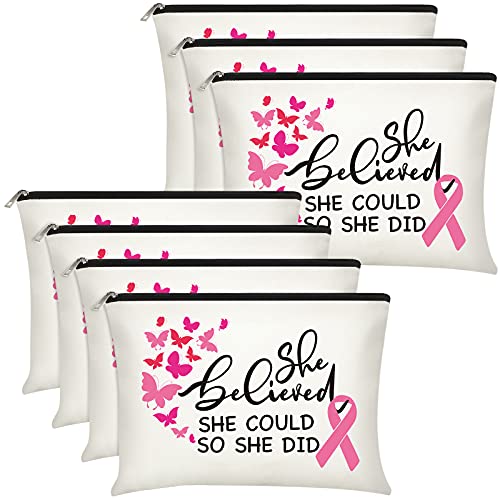 Amiga 7 peças ela acreditava que poderia poder ribbon ribbon saco de maquiagem saco de higiene pessoal para câncer de mama Charity