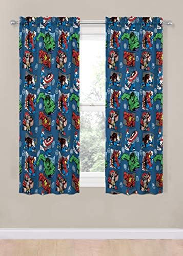 Jay Franco Marvel Avengers Fighting Team 63 Drapes - Decoração de quartos bonitos e fácil configuração, roupas de