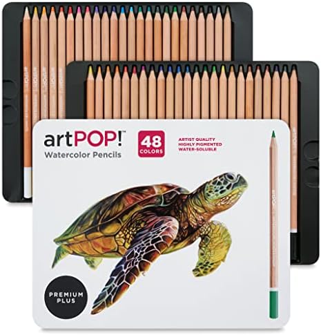 ARTPOP! Lápis premium e aquarela, 48 cores vibrantes, qualidade do artista profissional, cores solúveis em água para desenho,