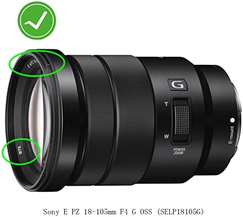 Tampa de tampa de lente de 72 mm compatível com Sony E PZ 18-105mm F4 G OSS, Huipuxiang [2 pacote]