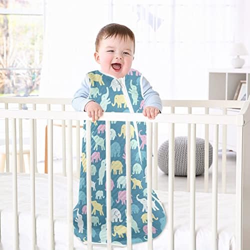 Vvfelixl Sack Sack para bebês recém -nascidos - elefantes coloridos Baby vestível cobertor - Swaddle Transition Smach para infantil - terno de sono para criança 12-24 meses