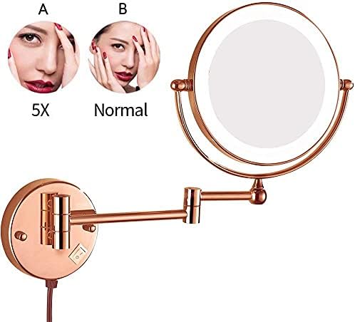 Espelhos de maquiagem montados na parede Zaahh, eliminatória de bronze de 8 polegadas de dupla lados