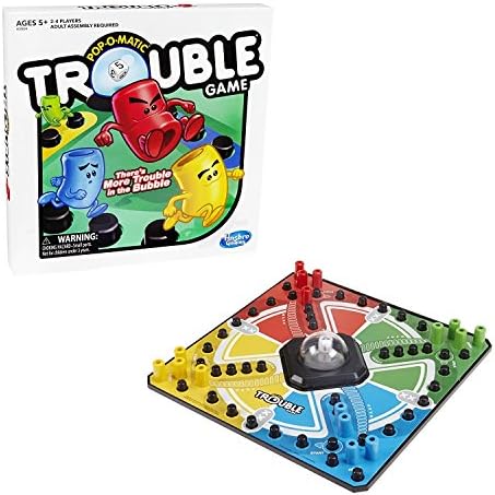 Hasbro Gaming Trouble Board Game para crianças de 5 anos ou mais de 2-4 jogadores