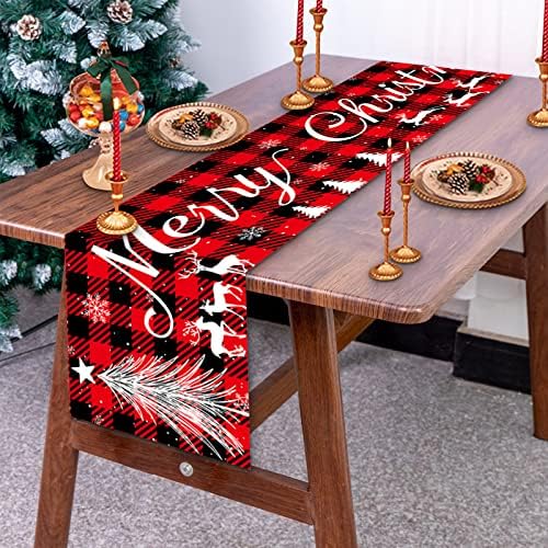 Udten Christmas Table Runner - Feliz Natal Rena Christmas Tree Oxford Plood Table Tampa para a decoração da sala de jantar de jantar