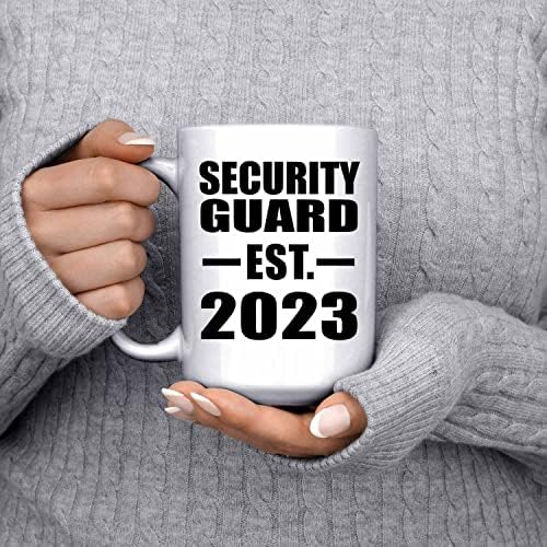Projeta o segurança de segurança estabelecida est. 2023, 15 onças de caneca de café branca de café com xícara de chá com alça, presentes
