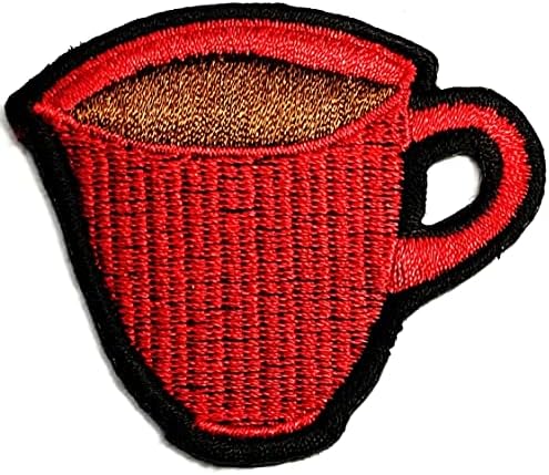 Kleenplus 2pcs. Copo de café Red Patches adesivos Artes Copo de capa de café Café da manhã Cartoon Patch Sign Symbol Costume T-shirt