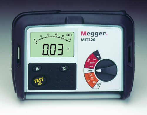 Testador de isolamento megger mit320-entro, 1000 m ohm, resistência, 250V, 500V, 1000V TELTAGE DE TESTE com um certificado de calibração traável por NIST com dados
