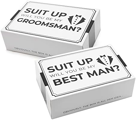 Pop Fizz Designs Groomsmen Box Groomsman Presente I Caixa de proposta de Groomsmen | Conjunto de caixas de presente do Groomsmen | Você será meu padrinho? | Você será meu melhor homem? | Estilo de smoking
