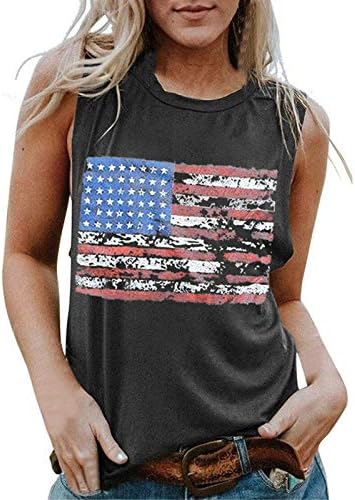 4 de julho Tanque de camisa Tops Mulheres sem mangas U Pescoço camisetas tampas de tanques USA Tanque de túnica patriótica Tires