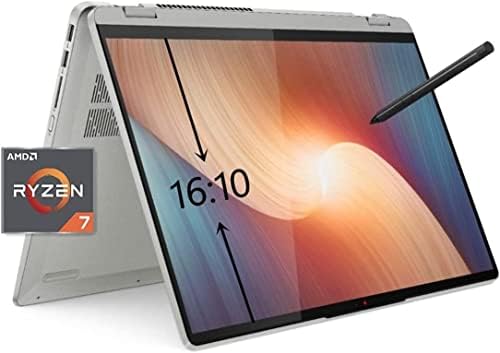 Lenovo Ideapad Flex 5 2-em 1 Laptop, 16 16:10 IPS Touchscreen, AMD Ryzen 7 5700U, caneta digital, webcam FHD, impressão
