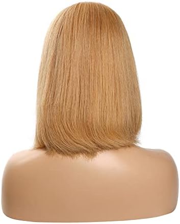 perucas para mulheres brancas, #27 Mel Loira peruca curta perucas para mulheres negras de 12 ”perucas de cabelo humano pré -arrancadas com cabelos de bebê 13x6 hd renda brasileira perucas de cabelo humano virgem