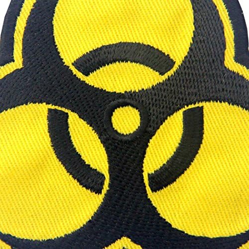 Bio perigo preto e amarelo remendo apliques bordados ferro em costura no emblema