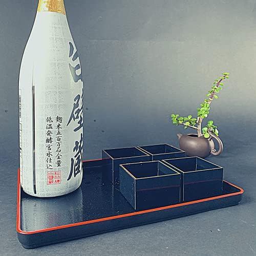 JapanBargain 4808, copos de masu xícaras japonesas copos de laca de plástico Saki, feitos no Japão, borda de ouro em cor preta, conjunto de 4