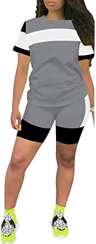 Pinsv Women's 2 peças roupas de verão imprimindo conjuntos de exercícios de calças curtas de bodycon