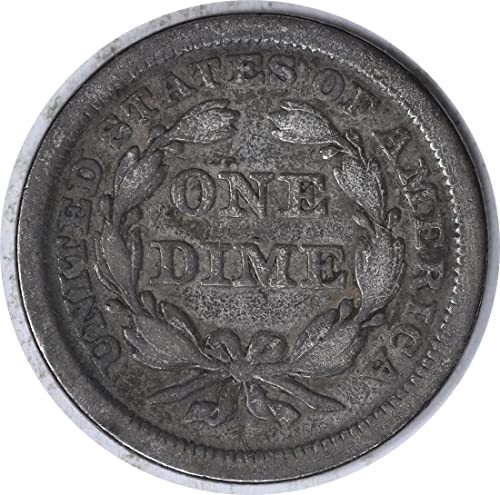 1850 P Liberty sentado com moeda de dez centavos