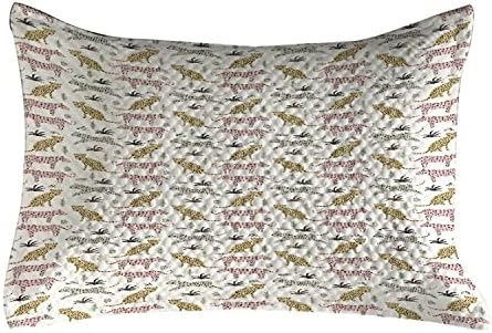 Ambesonne Animal Print acolchoado Caso de travesseiros, padrão de desenho animado de leopardos, capa padrão de travesseiro