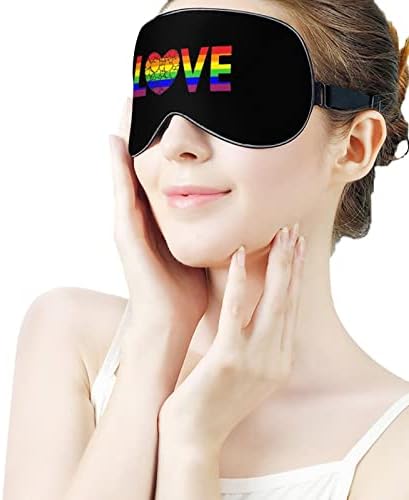 Word Love escrito em máscara ocular do arco -íris com alça ajustável para homens e mulheres noite de viagem para dormir uma