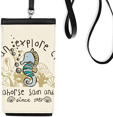 Hippocampus Marine Life Cartoon Padrão Phone Cartê Polsa pendurada bolsa móvel bolso preto bolso