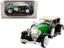 1934 Duesenberg preto e verde 1/32 Diecast Model Car por modelos de assinatura