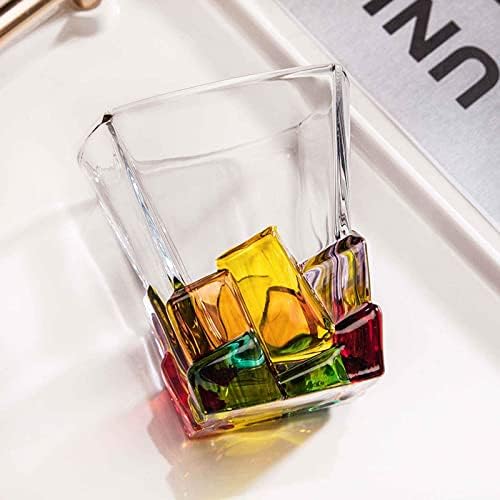 Tyab Whisky óculos Conjunto de 2 óculos de rocha coloridos - Tumbler de vidro antiquado para escocês, rum, bourbon - Presentes