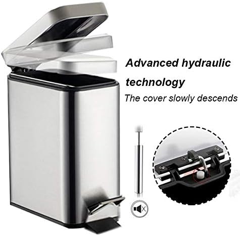 n/um lixo silencioso de aço inoxidável pode 5l de lixo de lixo de cozinha retangular para banheiros da cozinha da cozinha lixo