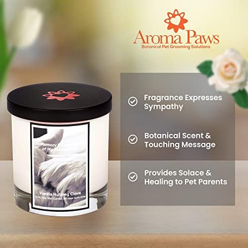Aroma Paws Dog Memorial Candle em jarro de vidro reutilizável com tampa - vela de estimação de soja não tóxica e perfumada para