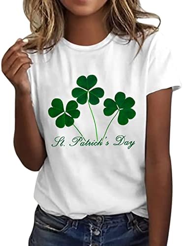 A camiseta do dia de Yubnlvae St Patrick para mulheres imprimidas feias de tripulação de férias soltas, camisas abençoadas