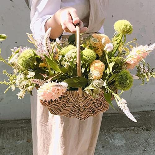 Cesto de flores tecida cesta de flor de flores de cesta de casamentos de cozinha alimentos de cozinha organizador de armazenamento