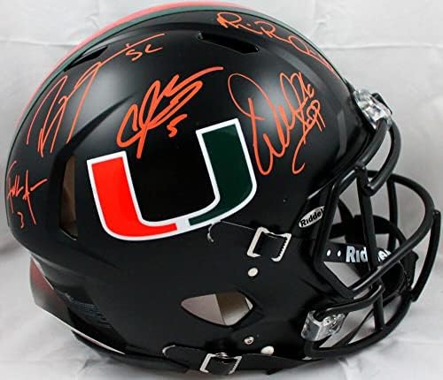 Sapp, Irvin, Johnson, Lewis, Gore assinou F/S Miami Speed ​​Authentic Helmet -Baw - Capacetes da faculdade autografados