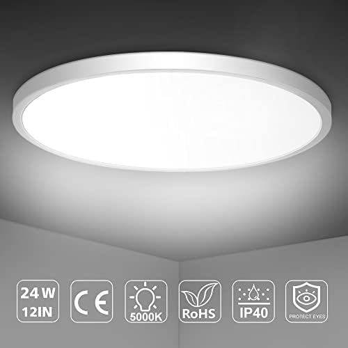 Luminária de teto de montagem em LED, 5000k Luz do dia Branco 24w iluminação moderna de teto moderno de 12 polegadas, 3200lm de