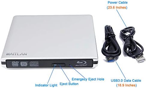 USB 3.0 Externo 6x Blu-ray Burner 3-D Blue-Ray Player Player Optical Drive para HP Envy X360 X 360 13 15 15t 13t 13 t 17t 17 m6 2-1 Convertible 15,6 Laptop de tela de toque, BD-Re dvd- R Escritor DL