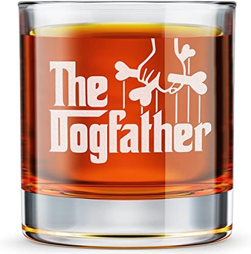 Daddy Factory Dog Dad Gifts - The Dogfather - gravado 10.25 Whisky Rocks Glass, Funny Dog Lovers Presens para homens - presente