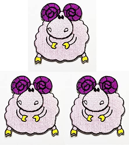 Kleenplus 3pcs. Little Sheep Animal Lamb Wild Lamb On Patches Cartoon Kids Fashion Style Bordado Motif Applique Decoration