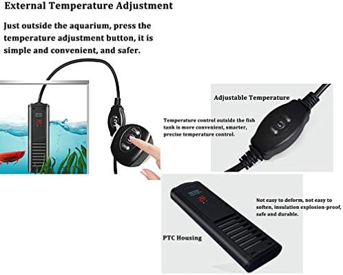 Aquecedor de termostato de aquário rxbfd, aquecedor de tanque de peixe submersível plano com termostato ajustável, com exibição