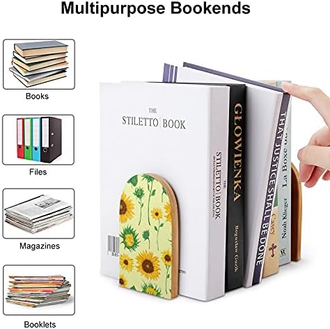 Livro de padrões de girassóis Terminação para prateleiras de madeira para suportes para livros para livros pesados ​​divisor moderno