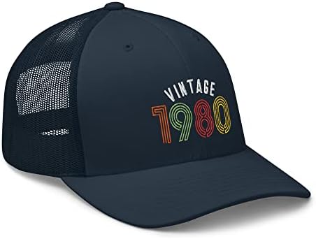 1980 43rd Birthday Bordered Trucker Hat Cap - Presente de chapéu de 43 anos