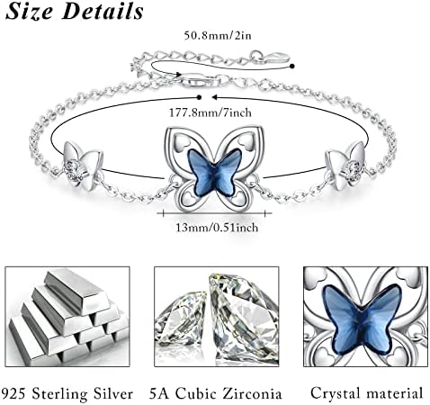 Bracelets de borboleta milagrosa de Cuoka para mulheres 925 Braça de pulseira de borboleta de prata esterlina com