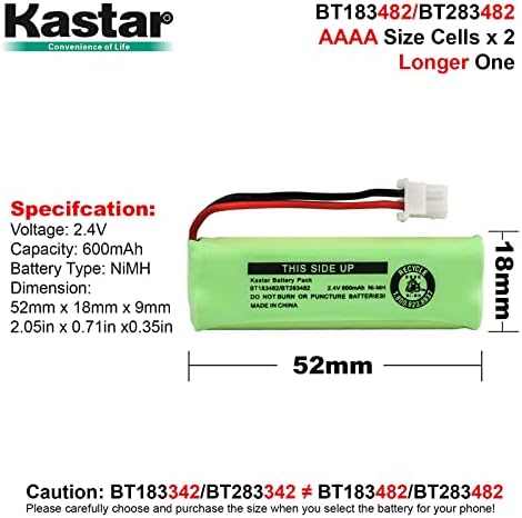 Substituição de bateria de 2 pacote Kastar para Vtech BT183482, BT283482, VTECH LS6405, VTECH LS6425 LS6425-2 LS6425-3 LS6425-3 LS6425-4, VTECH LS646 LS6426-3-3-3 LS6425, VTECH LS646426-26-3-3-3 LS6425-4, VTECH LS6464266-26-3-3-3 LS6426426426-3. Vtech LS6476