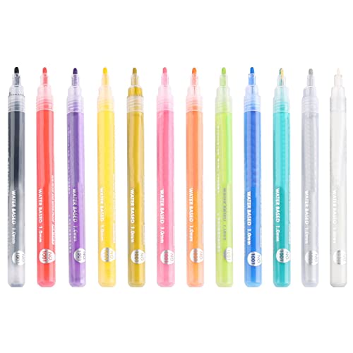 Canetas de unha 12 cores canetas de tinta acrílica Pens de ponta fina para desenho de unhas 3D DOTTING FLORAL Design Diy