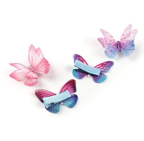 Rosette Hair Colorido Chiffon Butterfly Modelando clipes de cabelo- Asas de organza Asas de fita embrulhadas conjuntos de