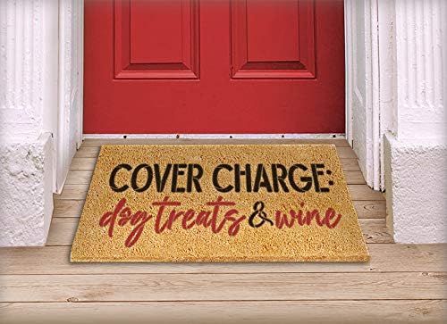 Capa Charge Dog Treats & Wine Stencil Por Studior12 | Craft & Paint DIY Welcome Doormat | Divertido amante de cães script Word