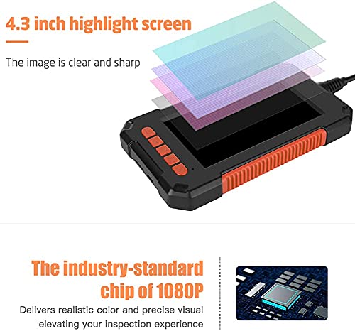 Endoscópio industrial 1080p HD Borescope Câmera de inspeção IP67 Câmera de cobra à prova d'água com 8 LED, tela LCD de 4,3 polegadas, cabo semi-rígido de 5m, bateria de 2600mAh, cartão TF de 32 GB